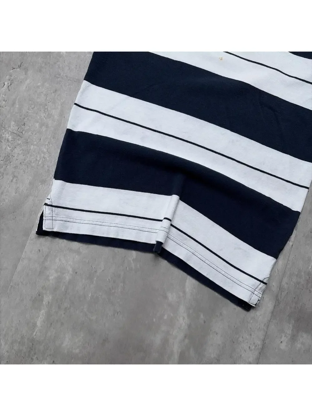 Y2K Navy Aeropostale Grunge Surf Striped Skater Polo Shirt